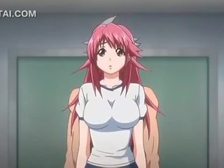 Merah jambu berambut anime cutie faraj fucked terhadap yang